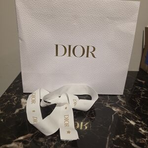 Dior White Ribbon with Gold Logo Accents